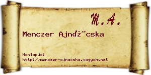Menczer Ajnácska névjegykártya